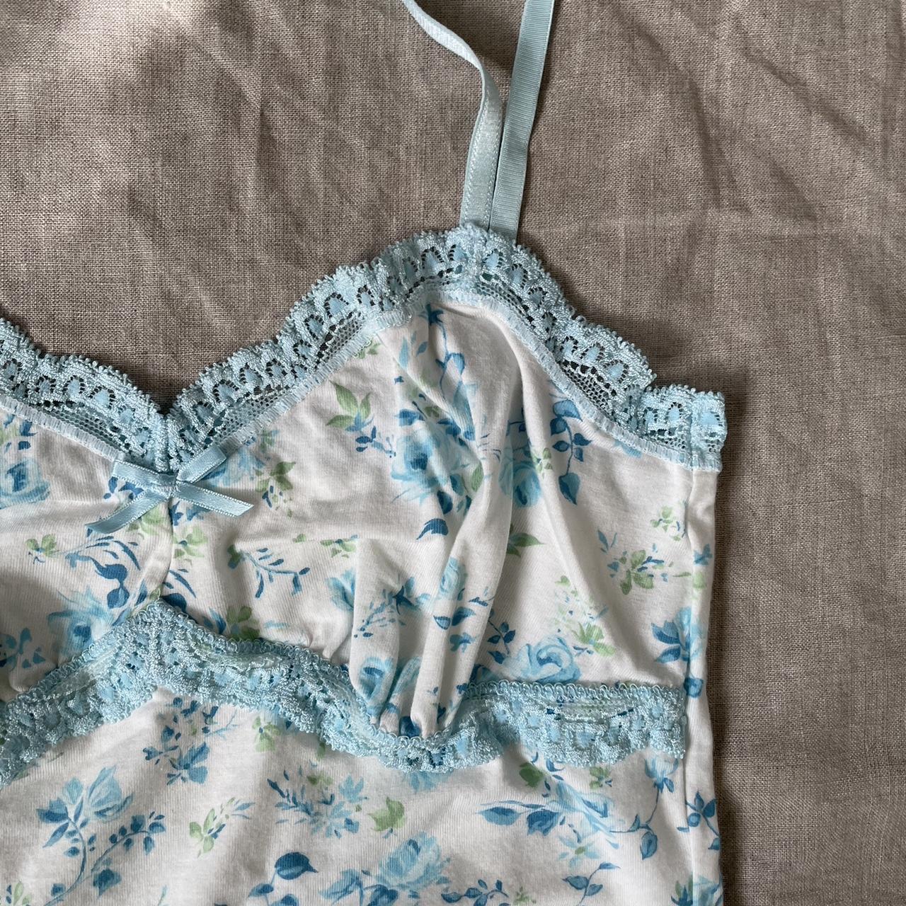 y2k kid blue euro summer baby blue off white floral... Depop