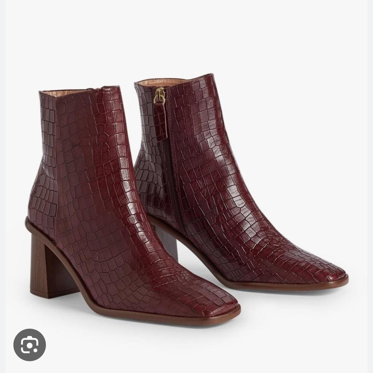 best-selling JIGSAW CONDUIT CROC LEATHER BOOTS IN RED BURGUNDY