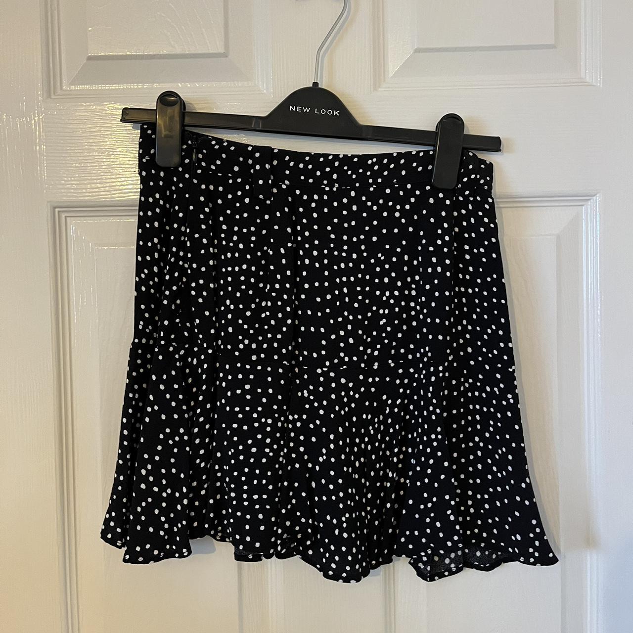 Zara black spot skirt with built in shorts, size... - Depop