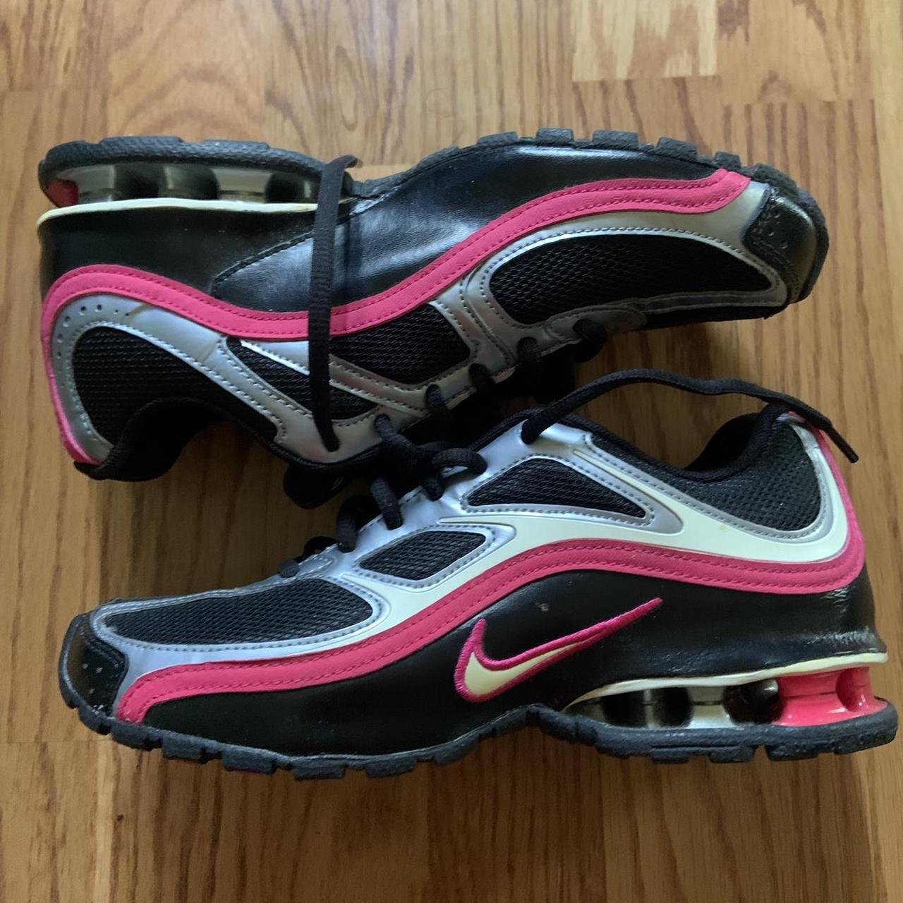 Nike REAX black hot pink and silver shoes size... - Depop