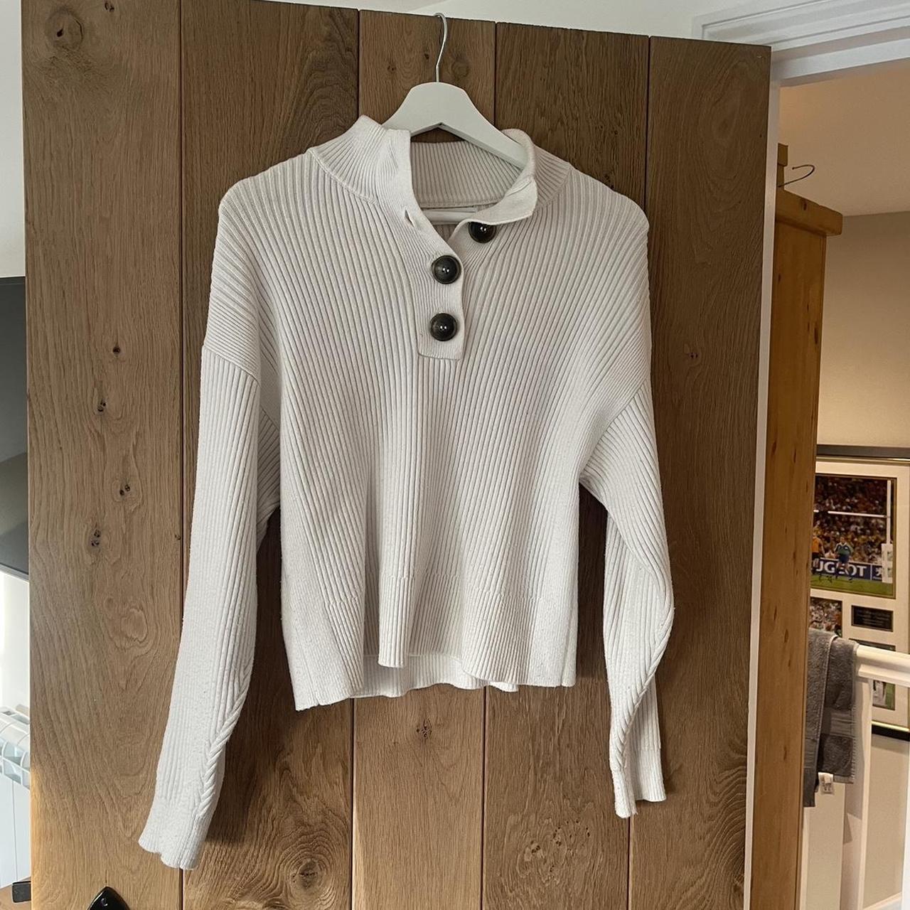 Mango cream button up jumper Size S Worn a few times Depop