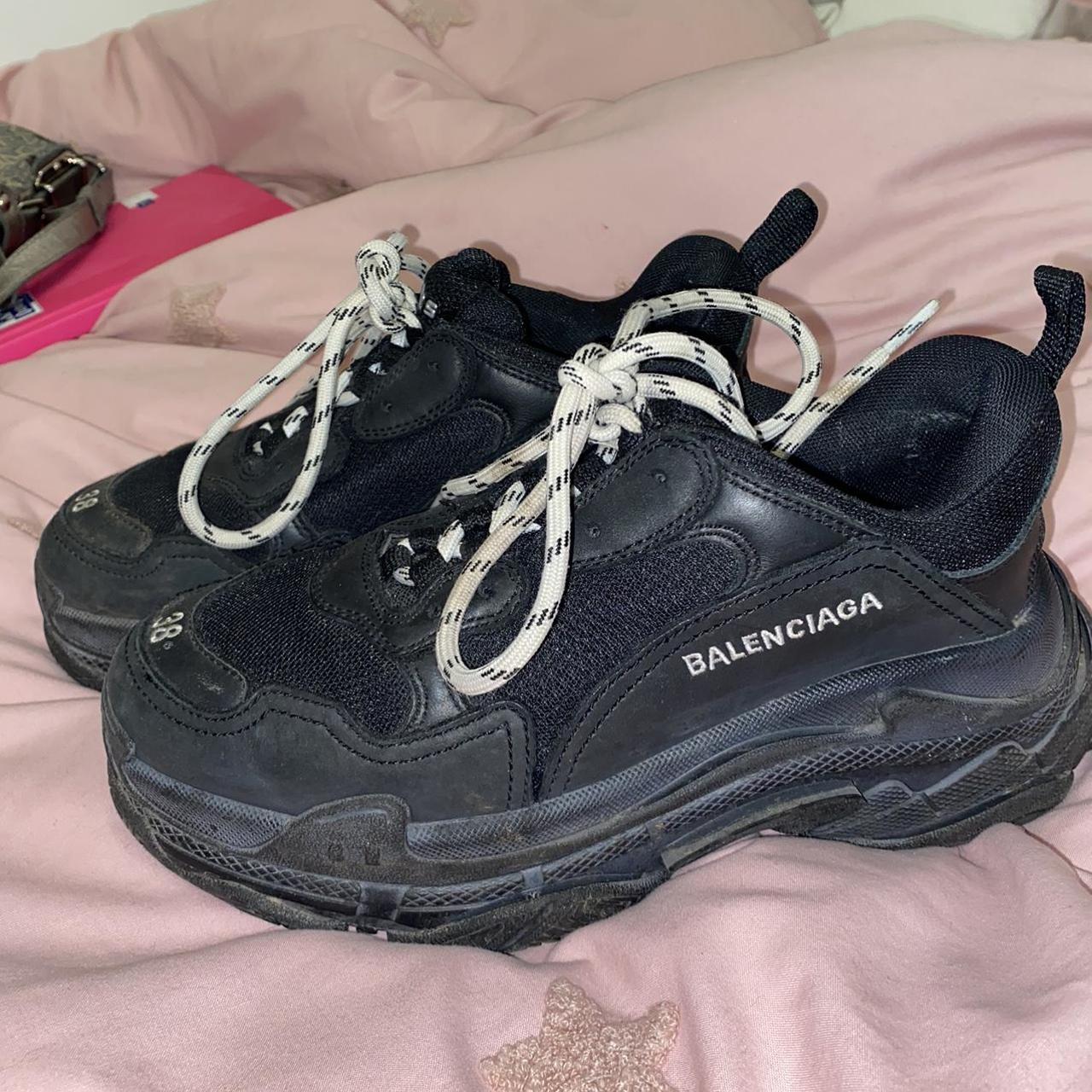 ladies black balenciaga trainers