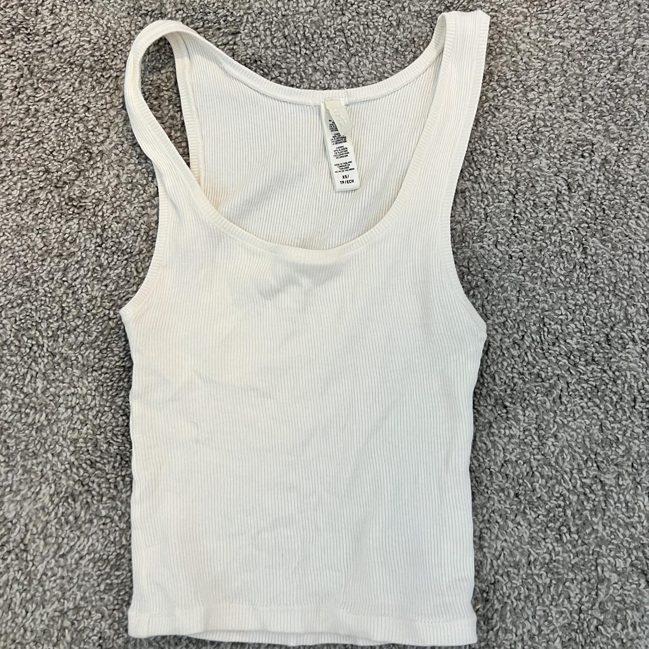 Skims White Cotton Rib Tank- XS. Never worn. - Depop