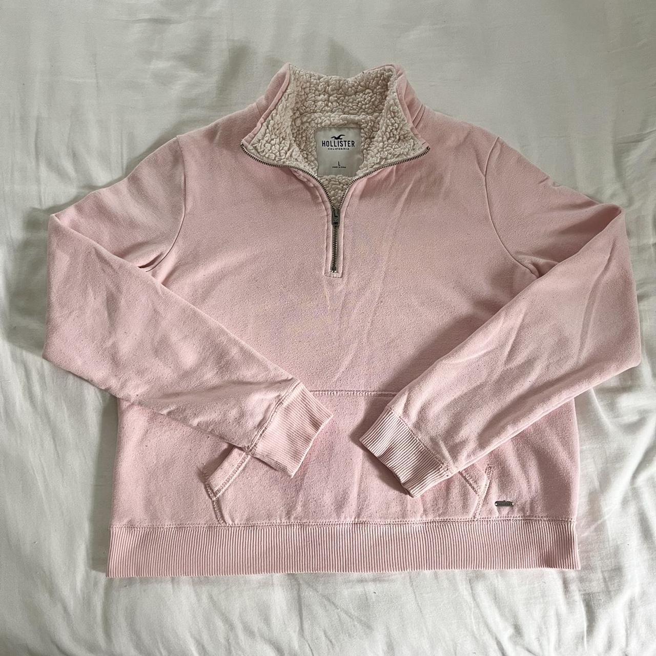 FALL DROP Pink Hollister Fuzzy Quarter Zip Depop