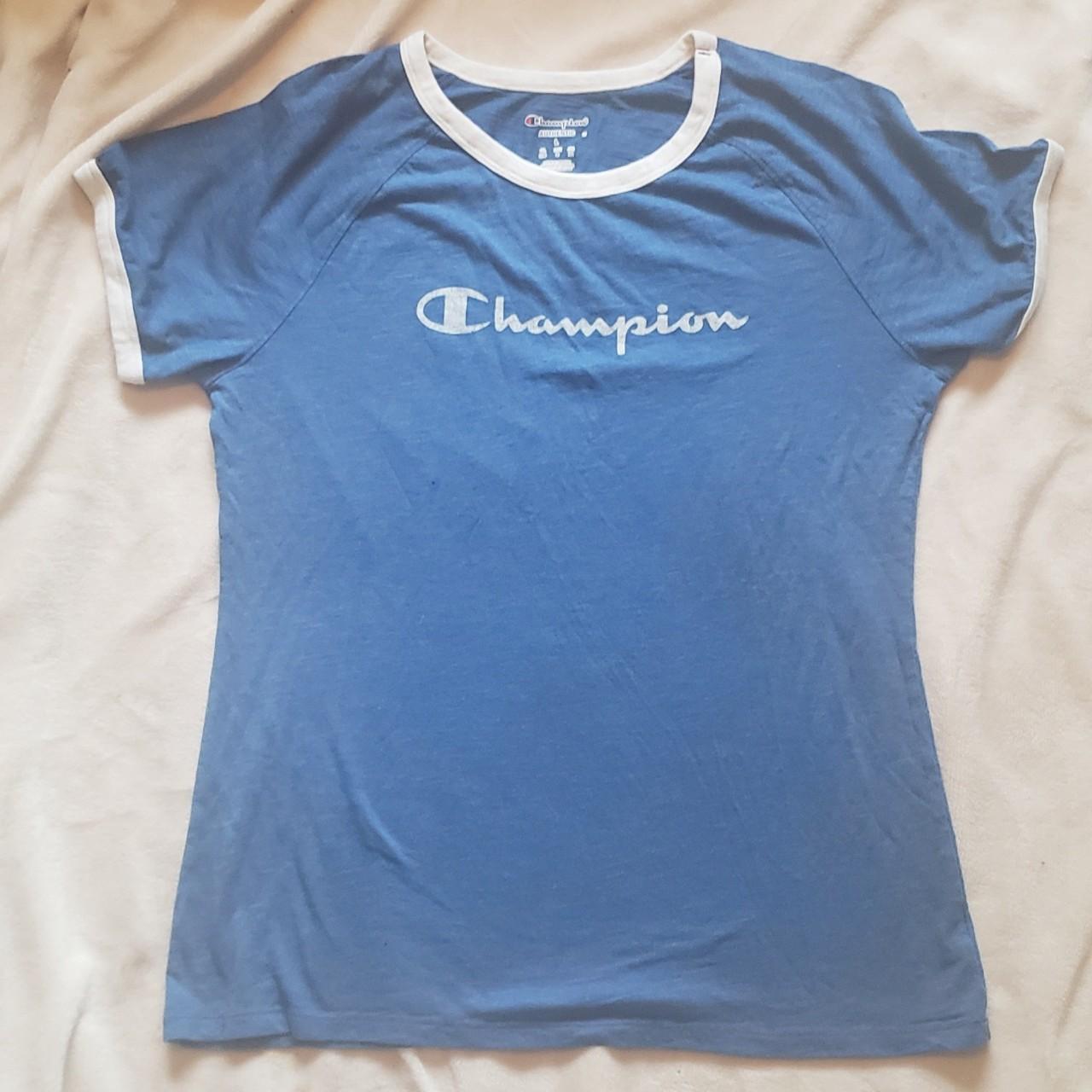 Champion Women's White and Blue T-shirt