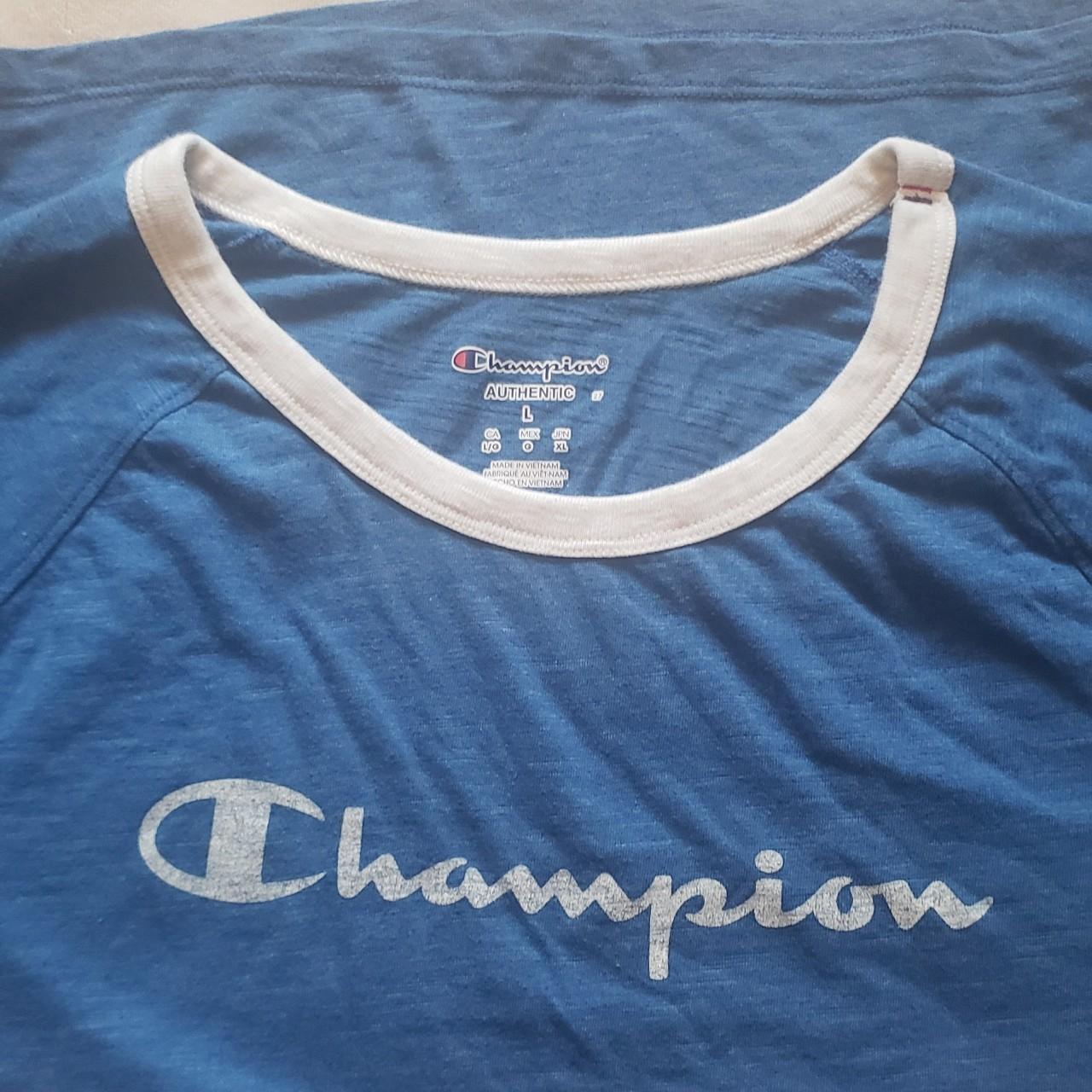 Champion Women's White and Blue T-shirt (3)