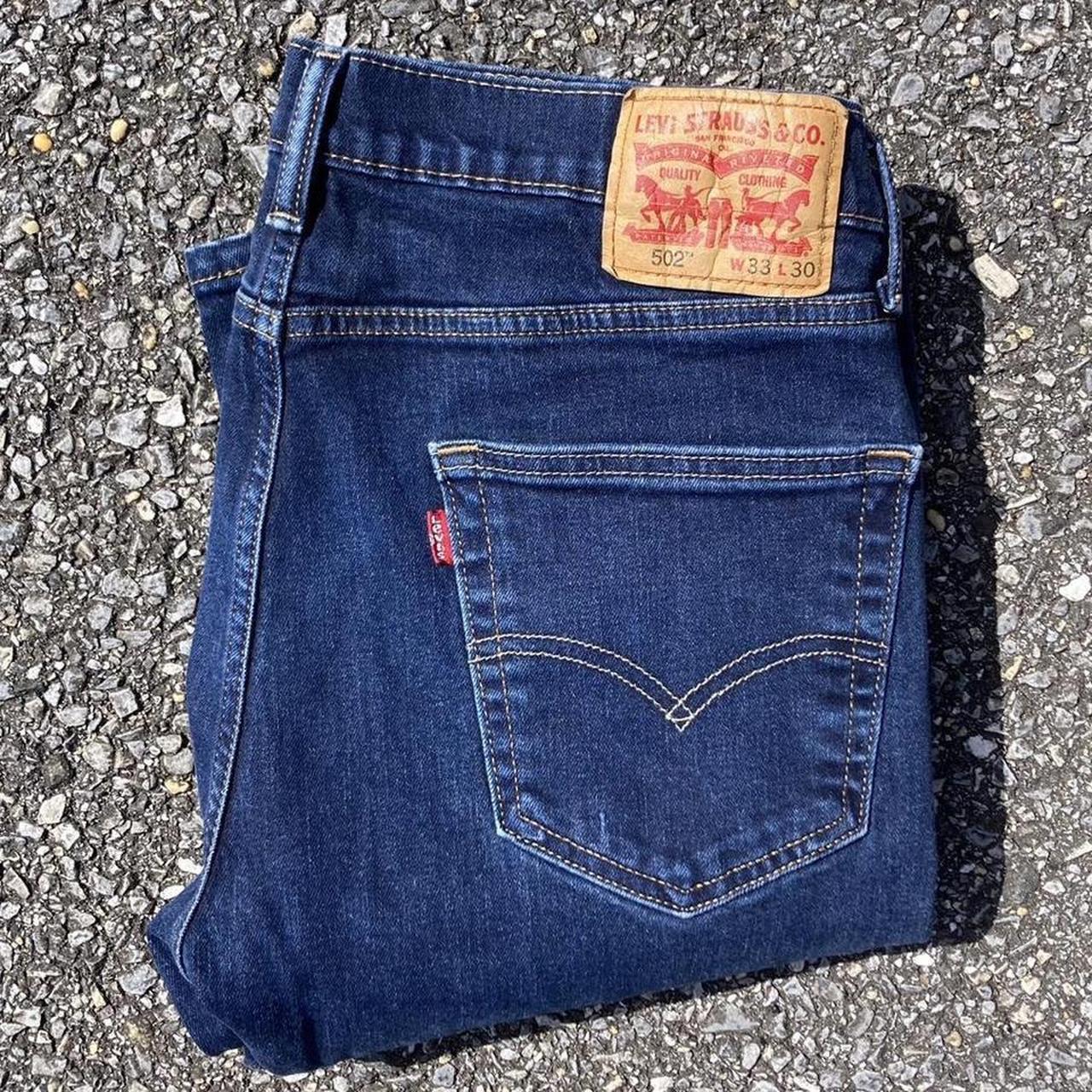 Levi’s 502 33x30 Dark Indigo Wash with Natural Fade... - Depop