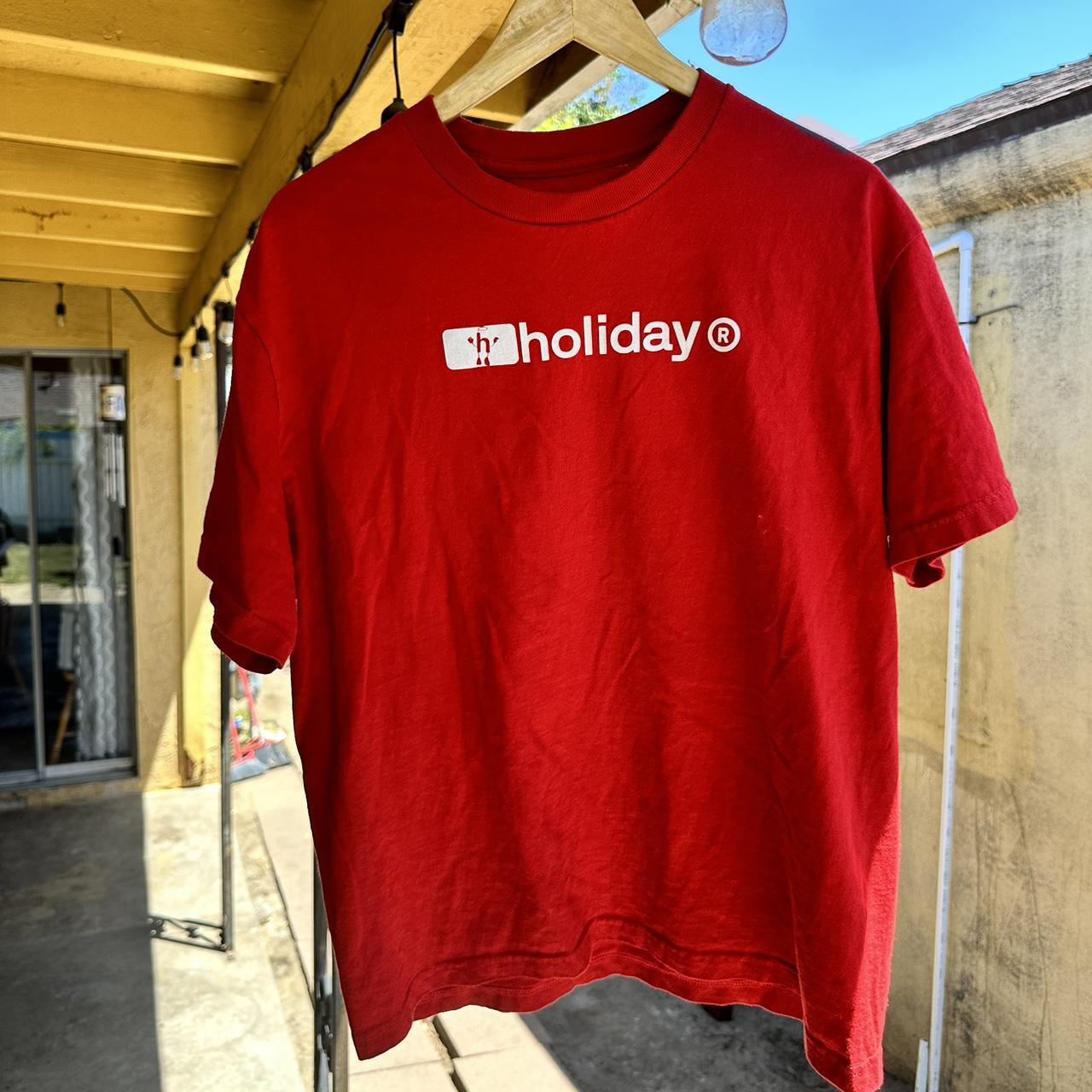 Holiday brand logo cherry tee Size large Condition... - Depop