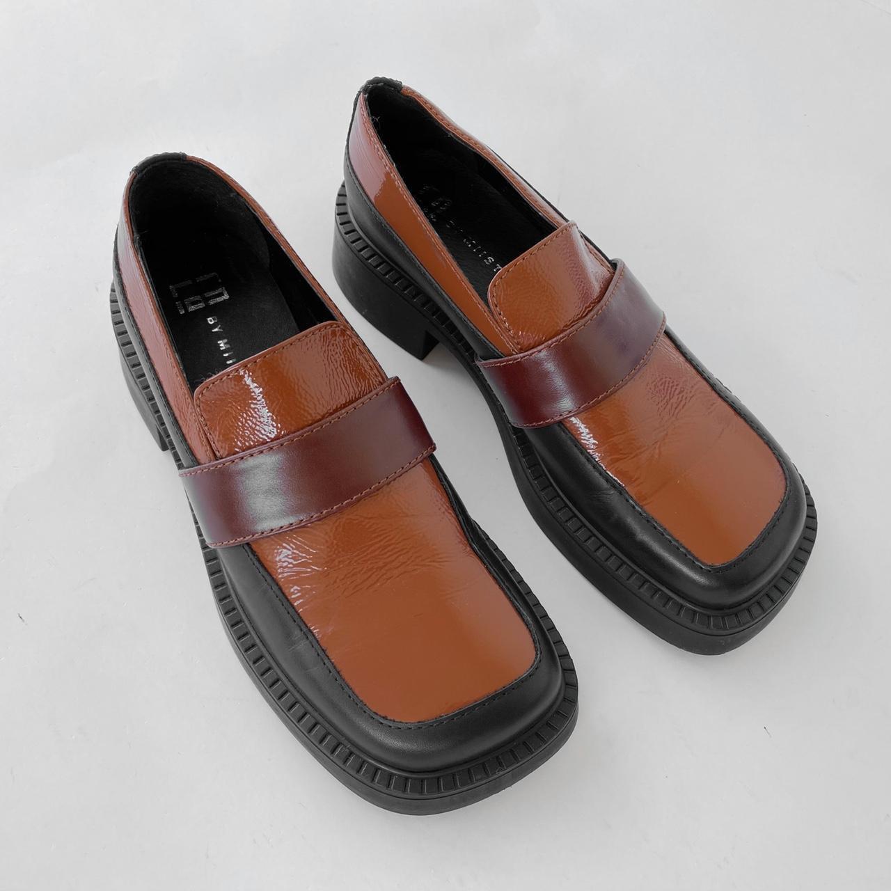 E8 Miista - Brown Leather Square Toe Penny Loafers - Depop