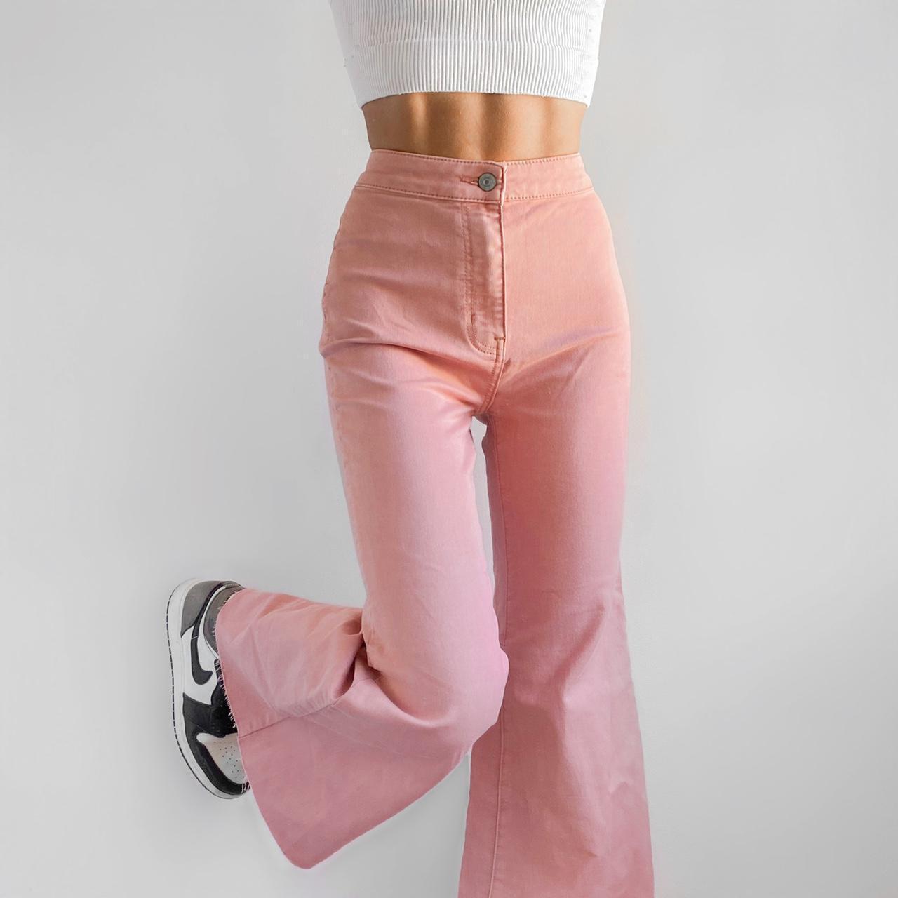 Zara High Waist Slim Fit Trousers Pink - Size XS/S - Depop
