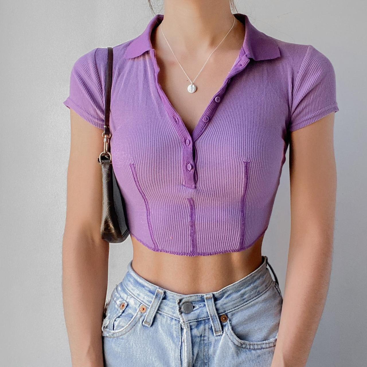 Urban Outfitters Lime Buttin Front Violet Bralette Crop Top BNWT Size  Xs-Small