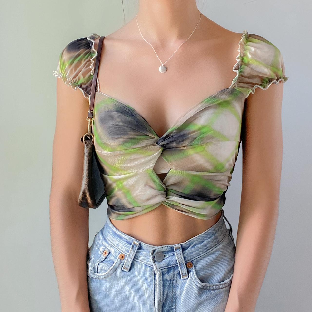 Tie Front Urban Outfitters Green Crop Top Urban Outfitter Twist