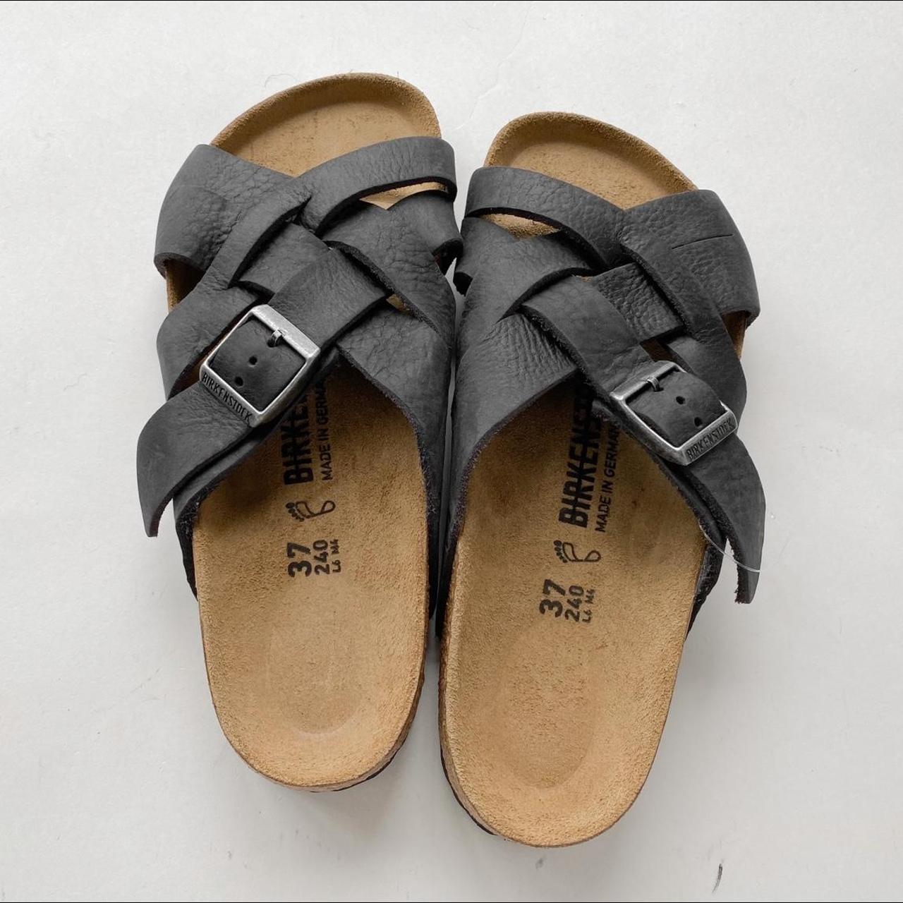 Birkenstock - Crossed Strap Black Leather Lugano... - Depop