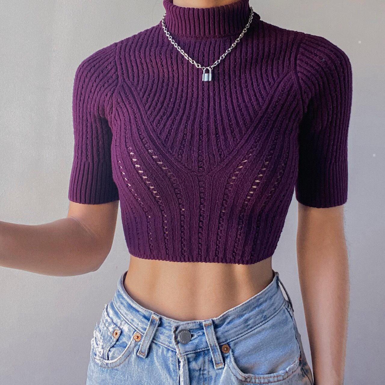 Free People - Purple Knit Sweater Crop Top ✨ Next | Depop