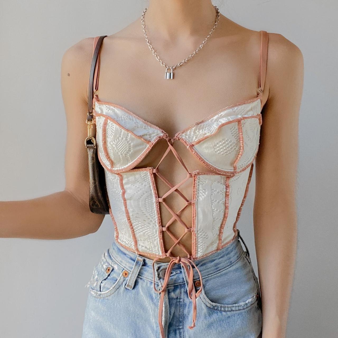 Urban Outfitters Floral Velvet Bustier Crop Top Depop