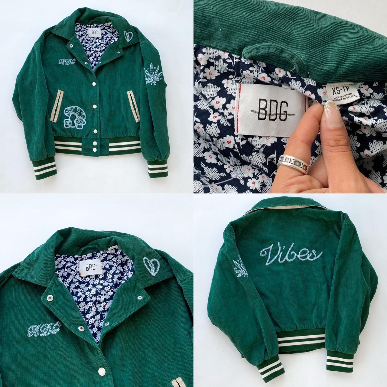 Urban Outfitters - Green Graphic Corduroy Varsity | Depop
