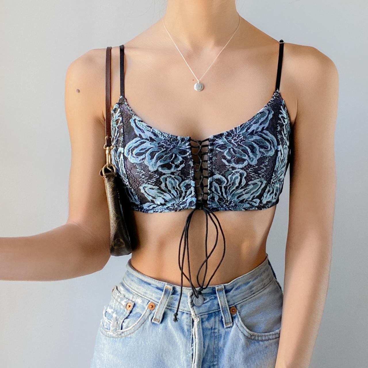 Free People - Floral Lace Tie Front Bustier Bralette