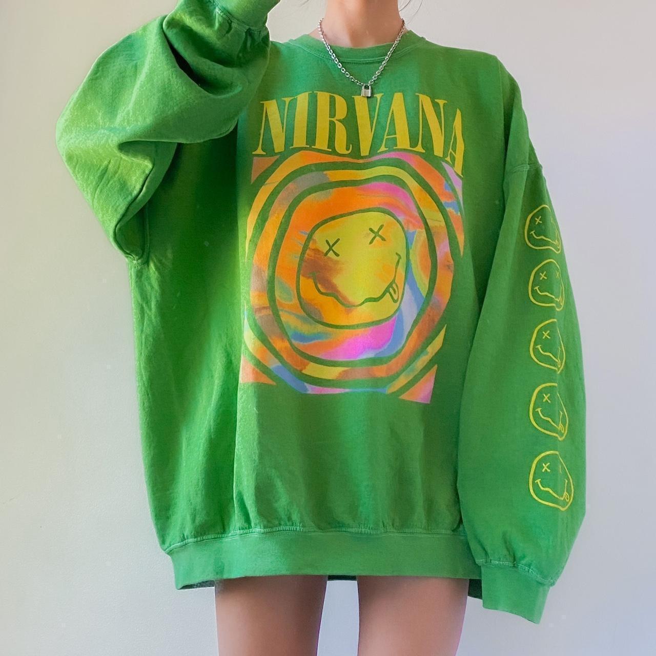 New Urban Outfitters Nirvana shops Smile Overdyed Sweatshirt