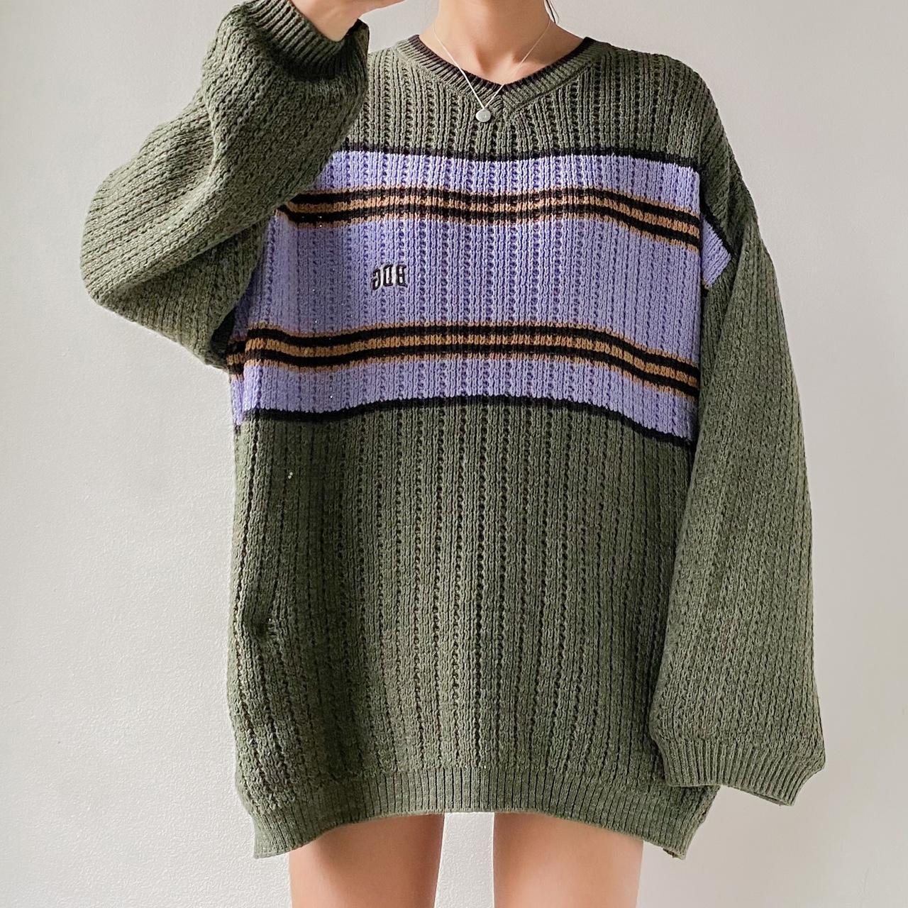 Urban Outfitter - Earthy Green Color Block Stripe... - Depop