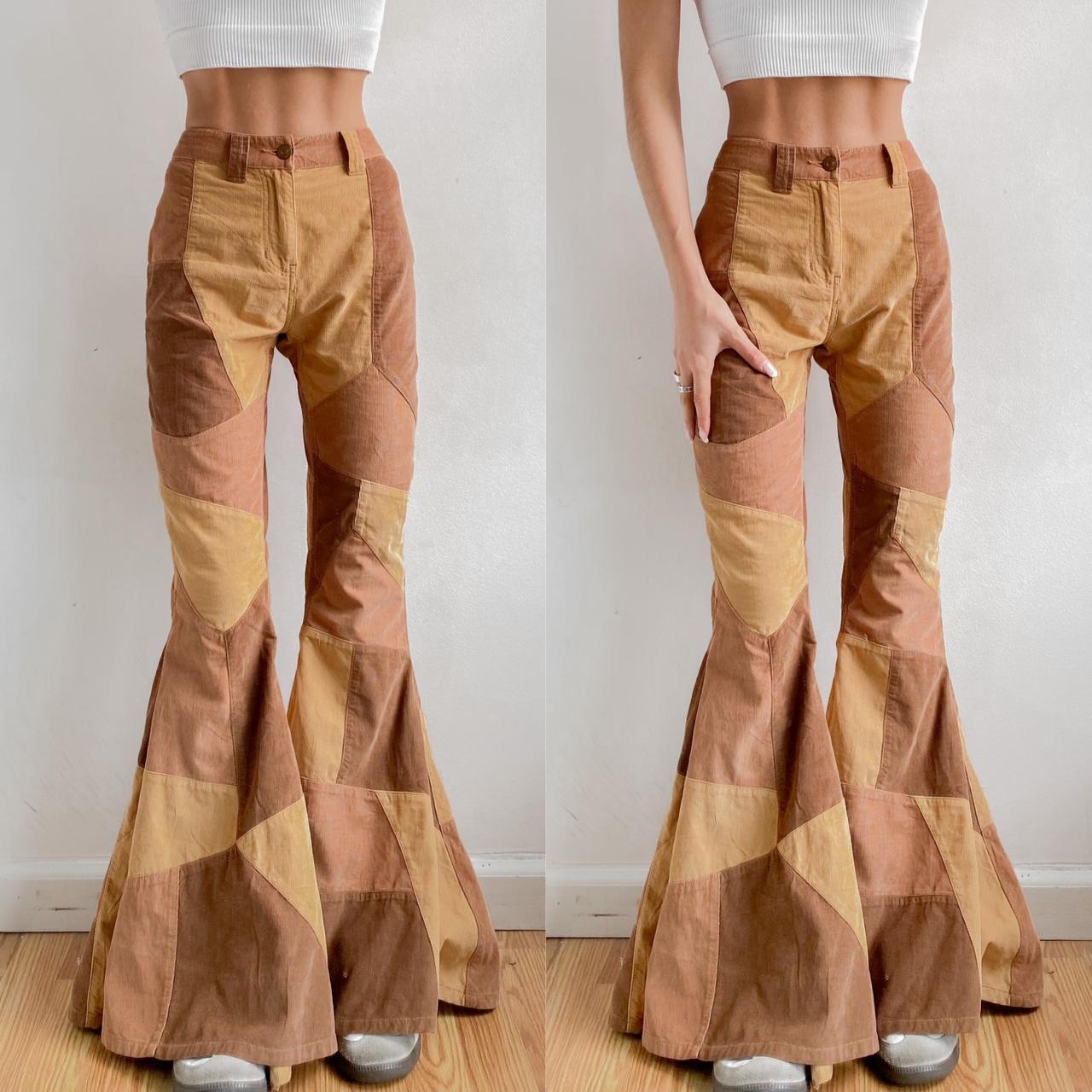 Free People - Patchwork Pieced Flare Corduroy Jeans | Depop