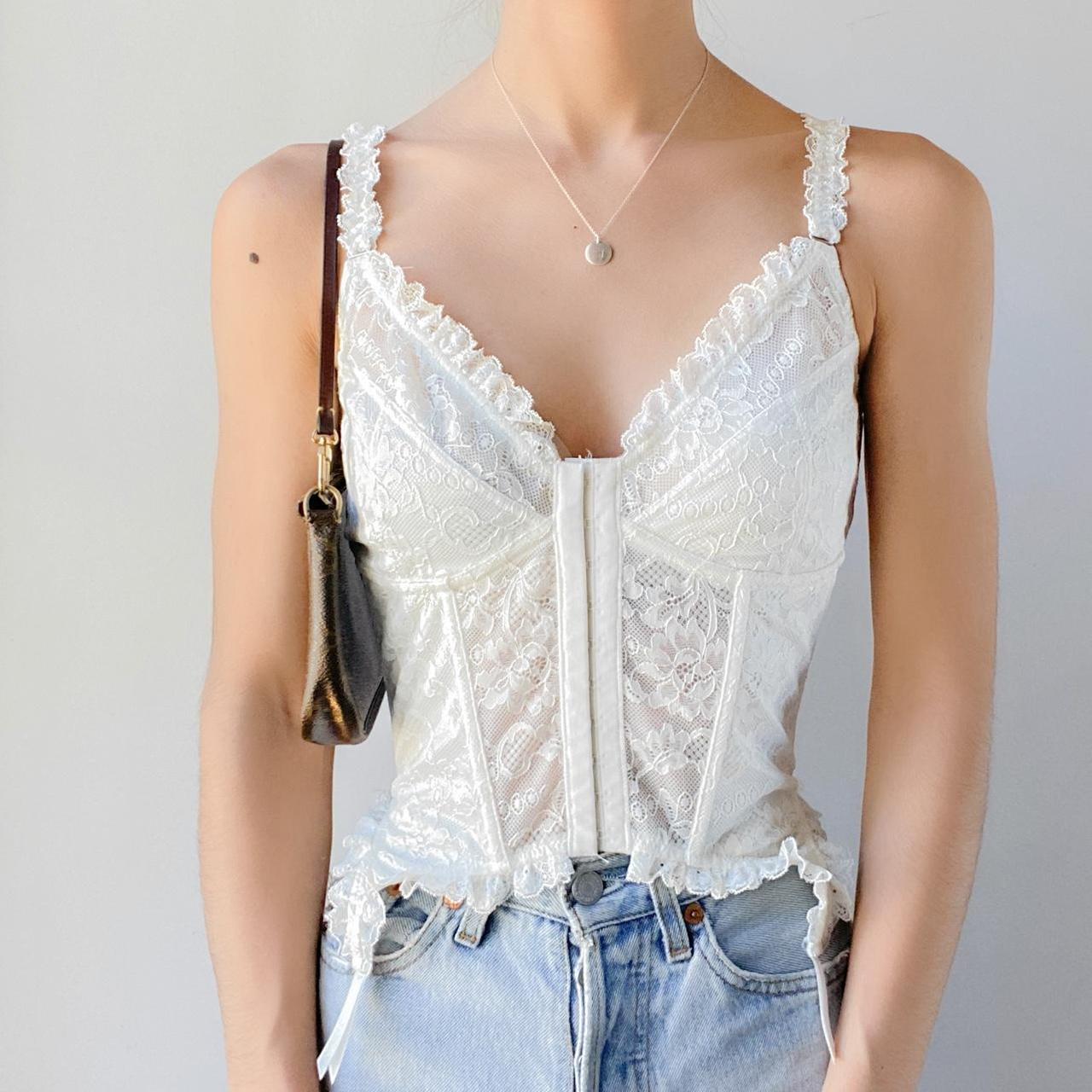 Urban Outfitters White Lace Bustier Corset Depop
