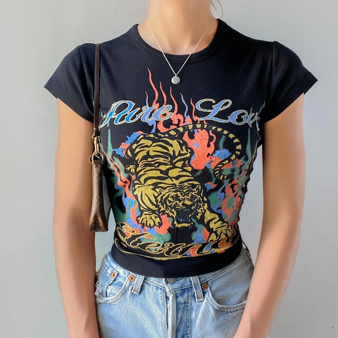 Urban Outfitter - Tiger Y2K Graphic Baby Tee Crop... - Depop