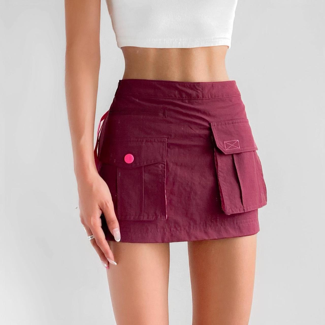 【NONCODE】Maryne Crop Pocket Top + Pocket Skirt Free People Movement Utility Nylon Cargo Burgundy | Depop