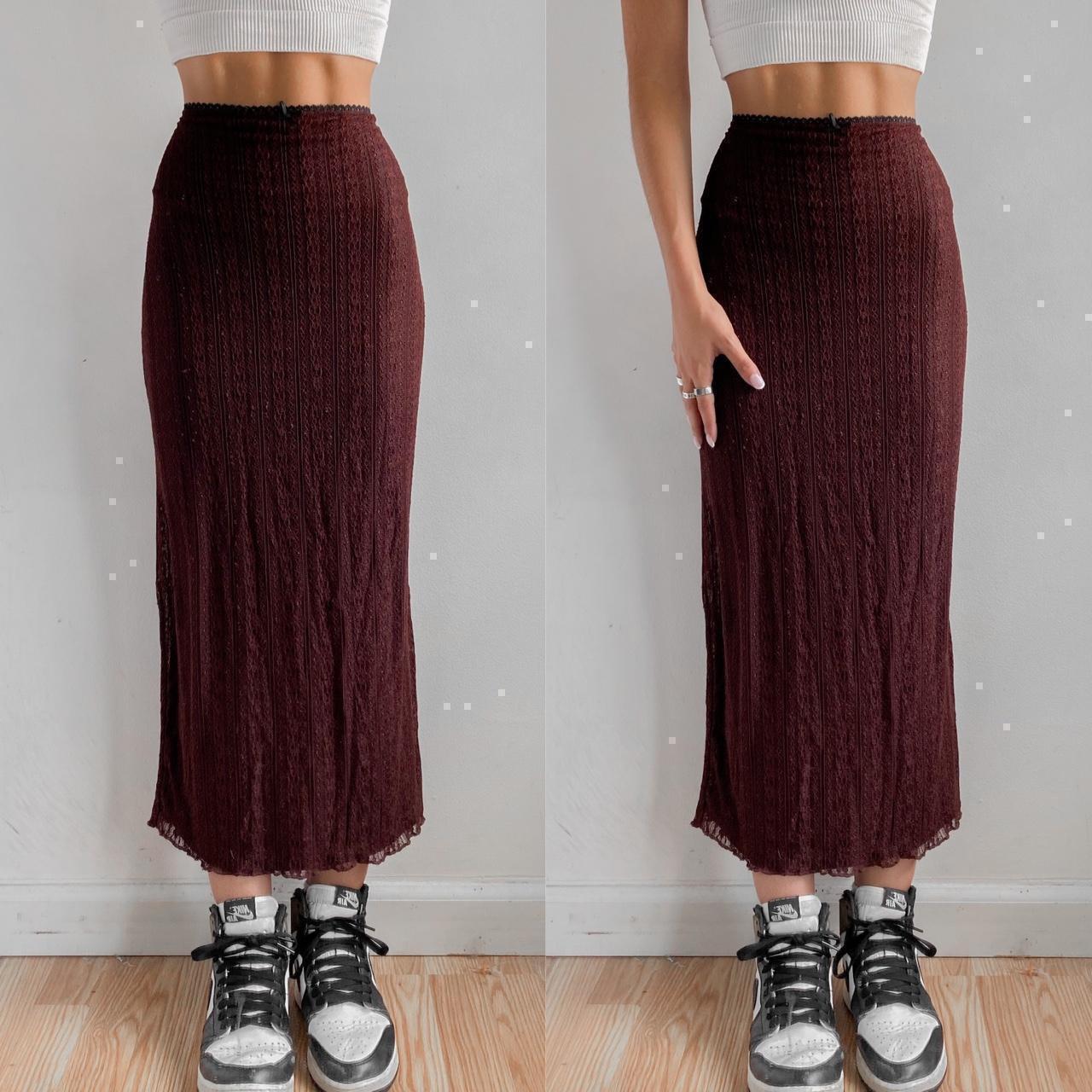 [Margesherwood ] / ☆ LACE TRACK MIDI SKIRT / brown Urban Outfitters - Floral Lace Midi Skirt in Brown ✨ | Depop