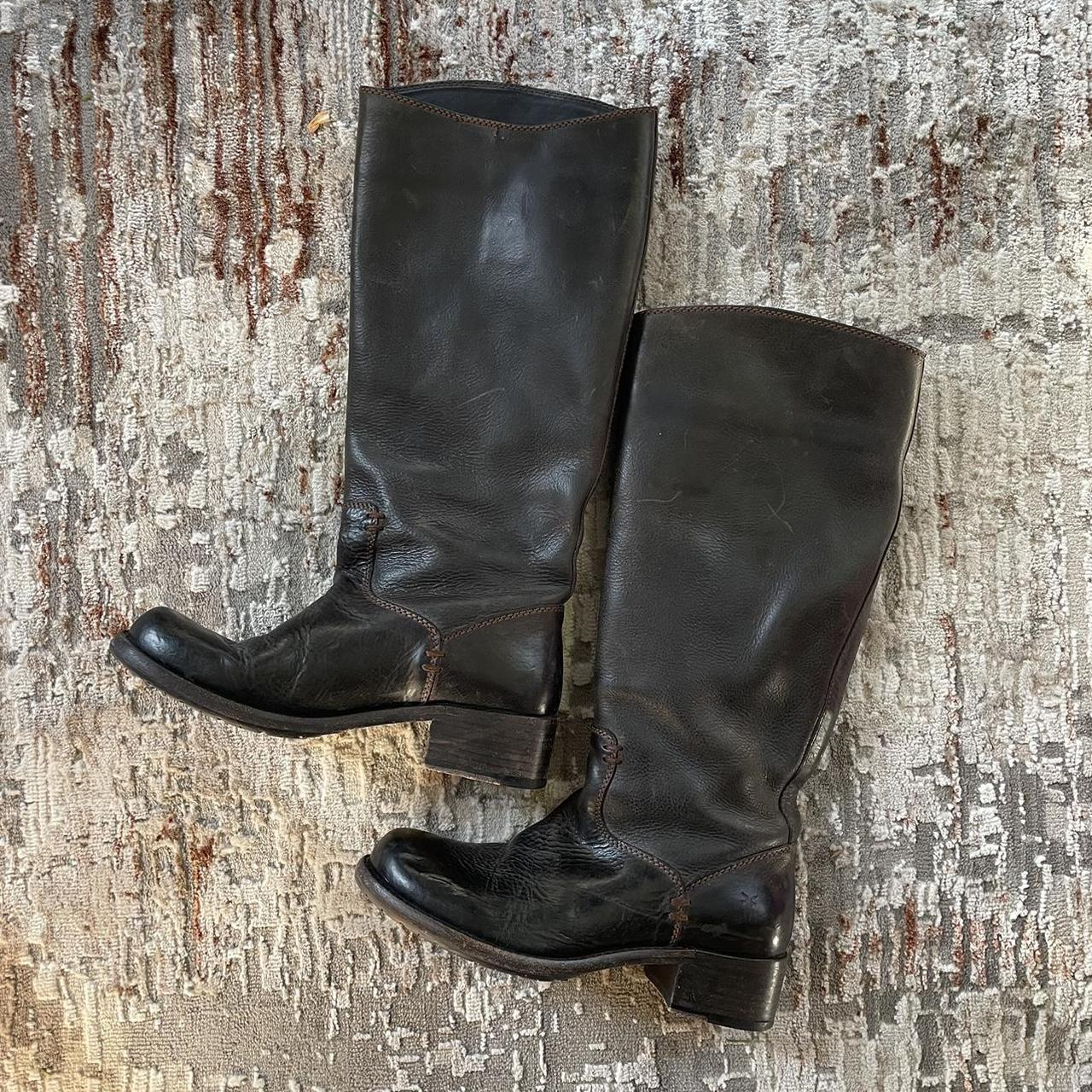 Frye Elena pull on riding boot soft vintage leather... Depop