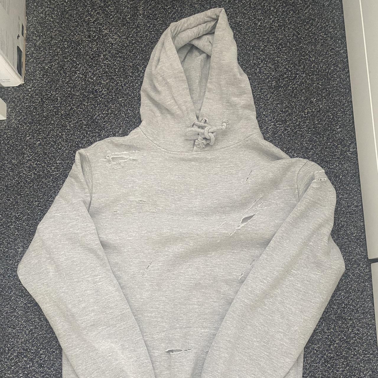 BoohooMAN torn ripped grey hoodie size s but can fit... - Depop