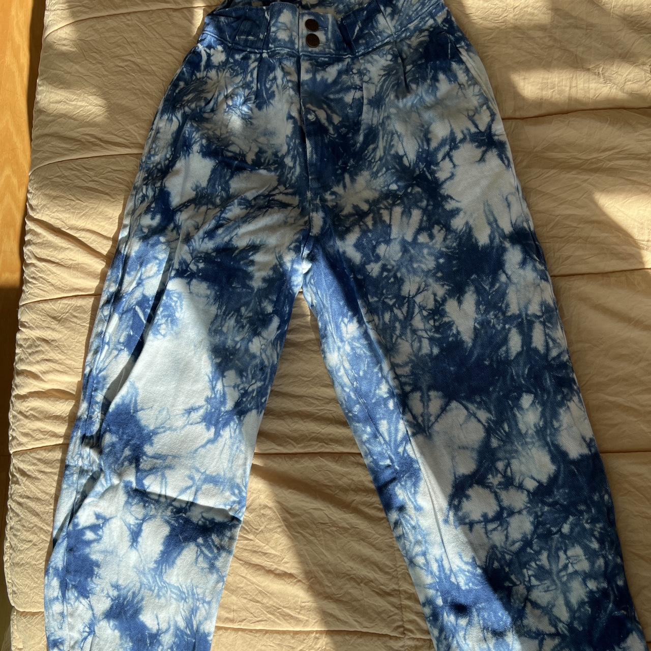 Lucy and Yak indigo tie dyed high waisted jeans - Depop