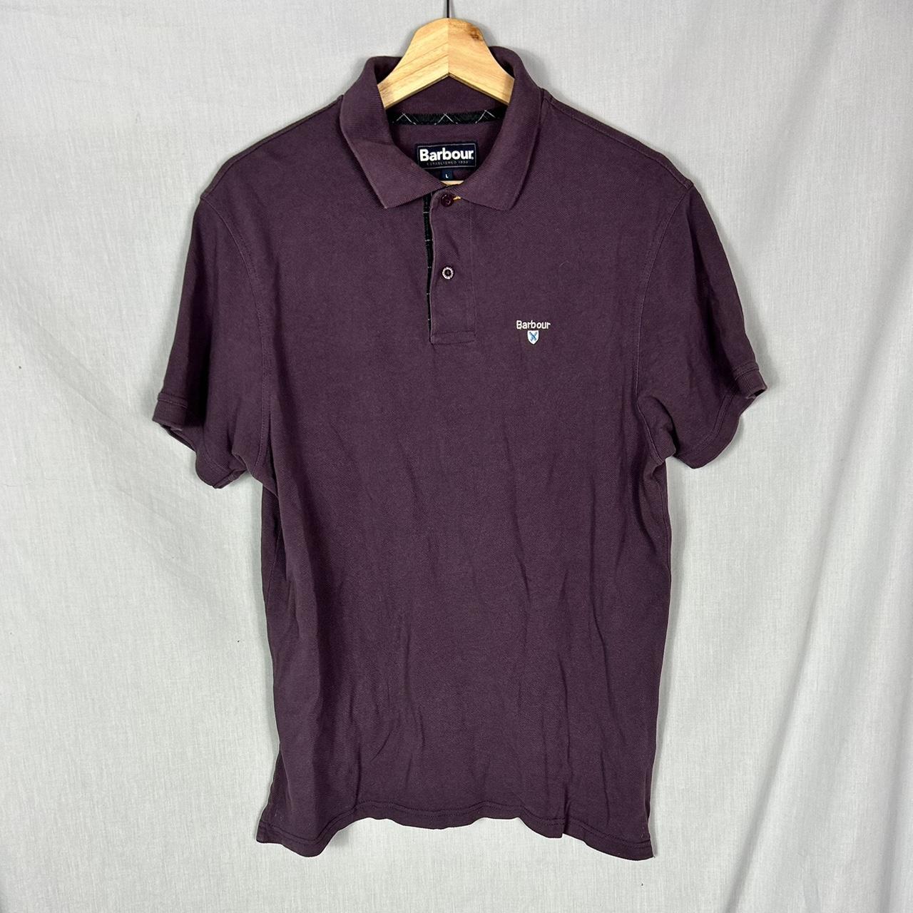 Barbour Men s Purple Embroidered Polo Top Size . Depop