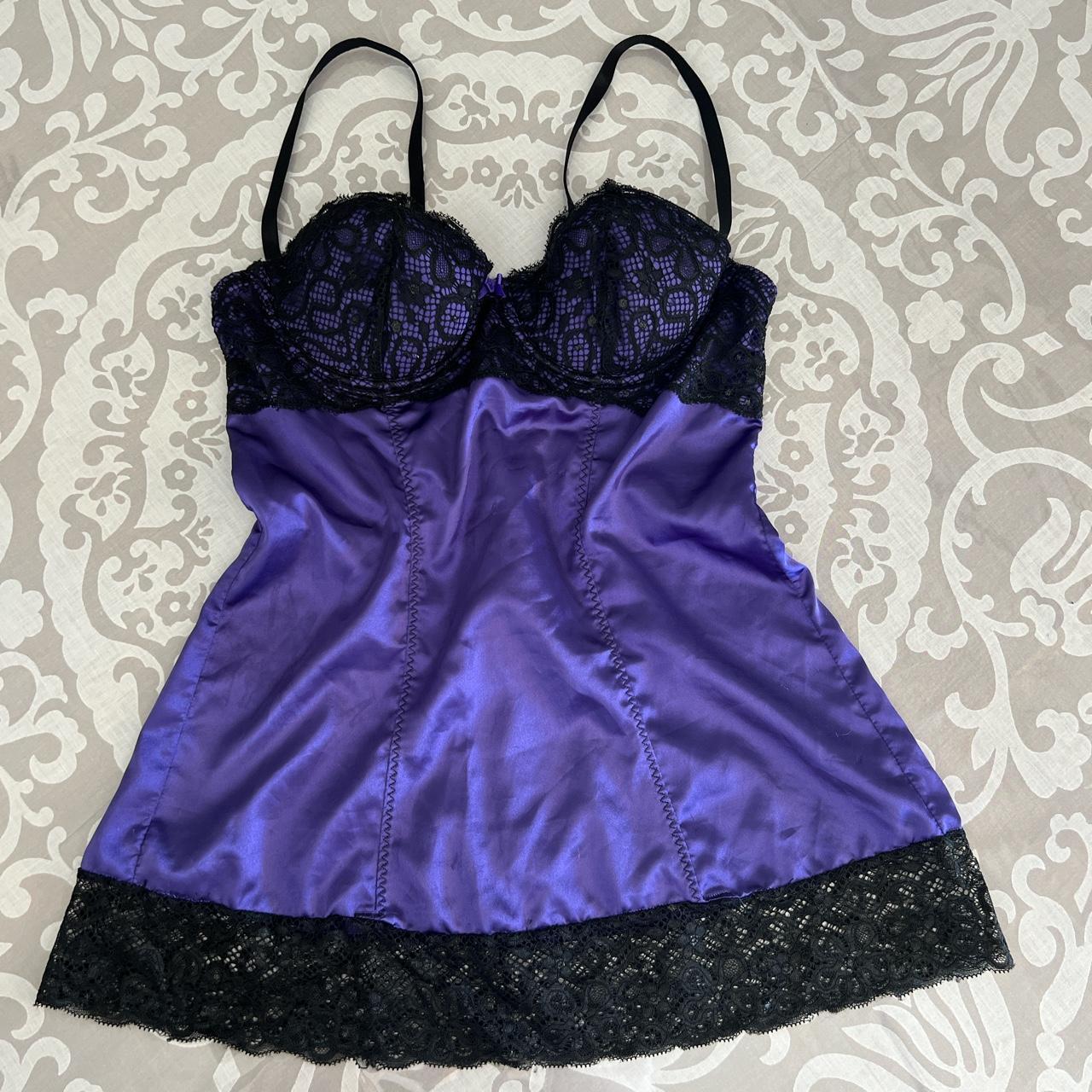 Frederick's of Hollywood Women's Black and Purple Dress | Depop