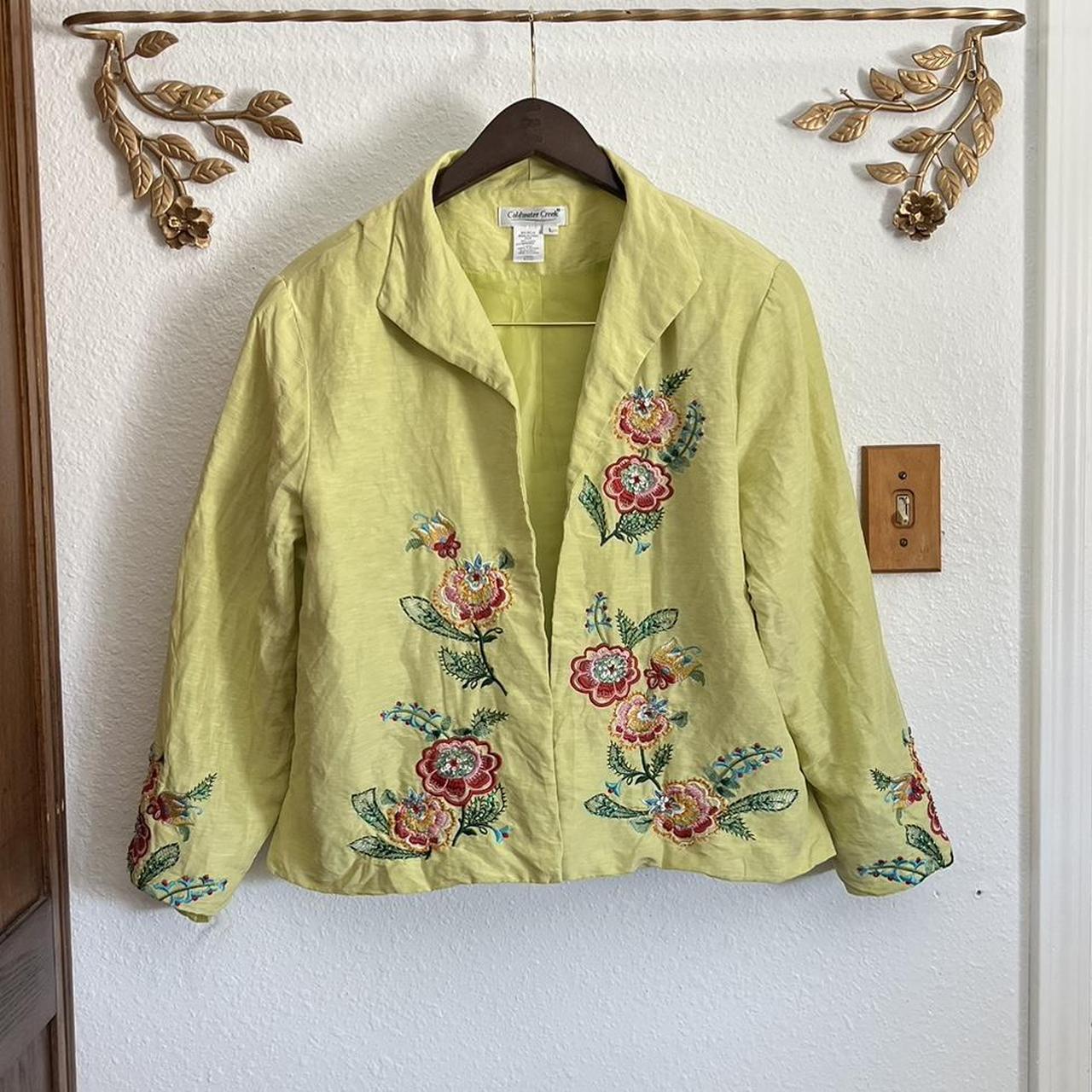 Coldwater Creek Lime Green Floral Depop