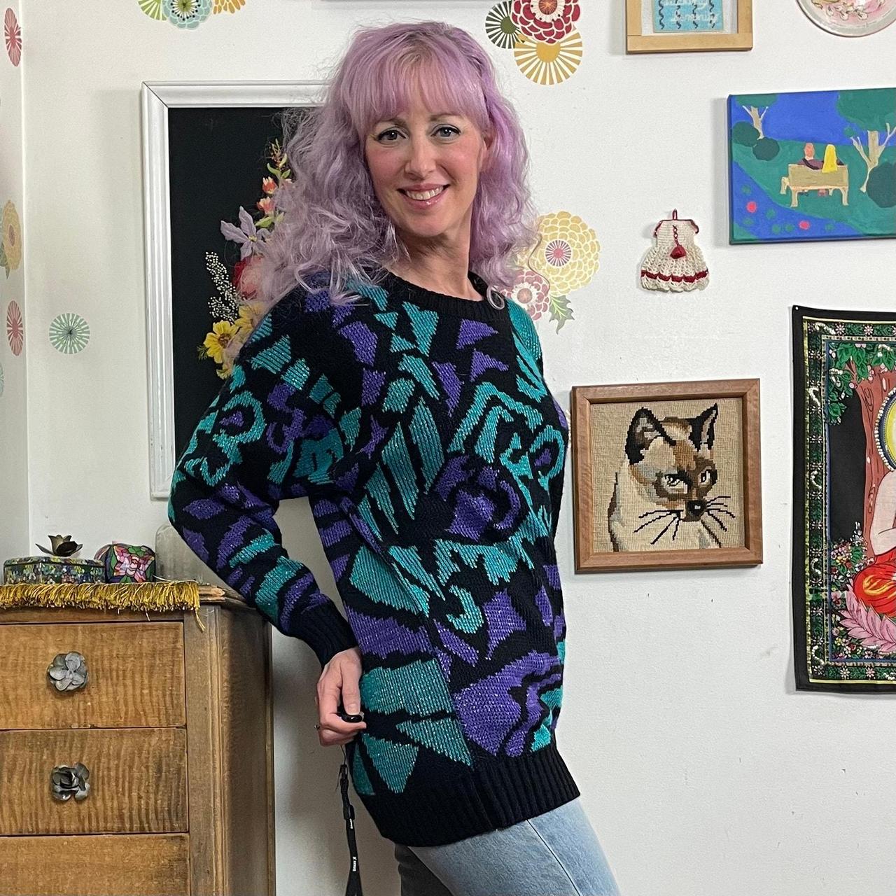 Vintage Women's Sweater - Blue/Purple - L – Vinta… - image 2