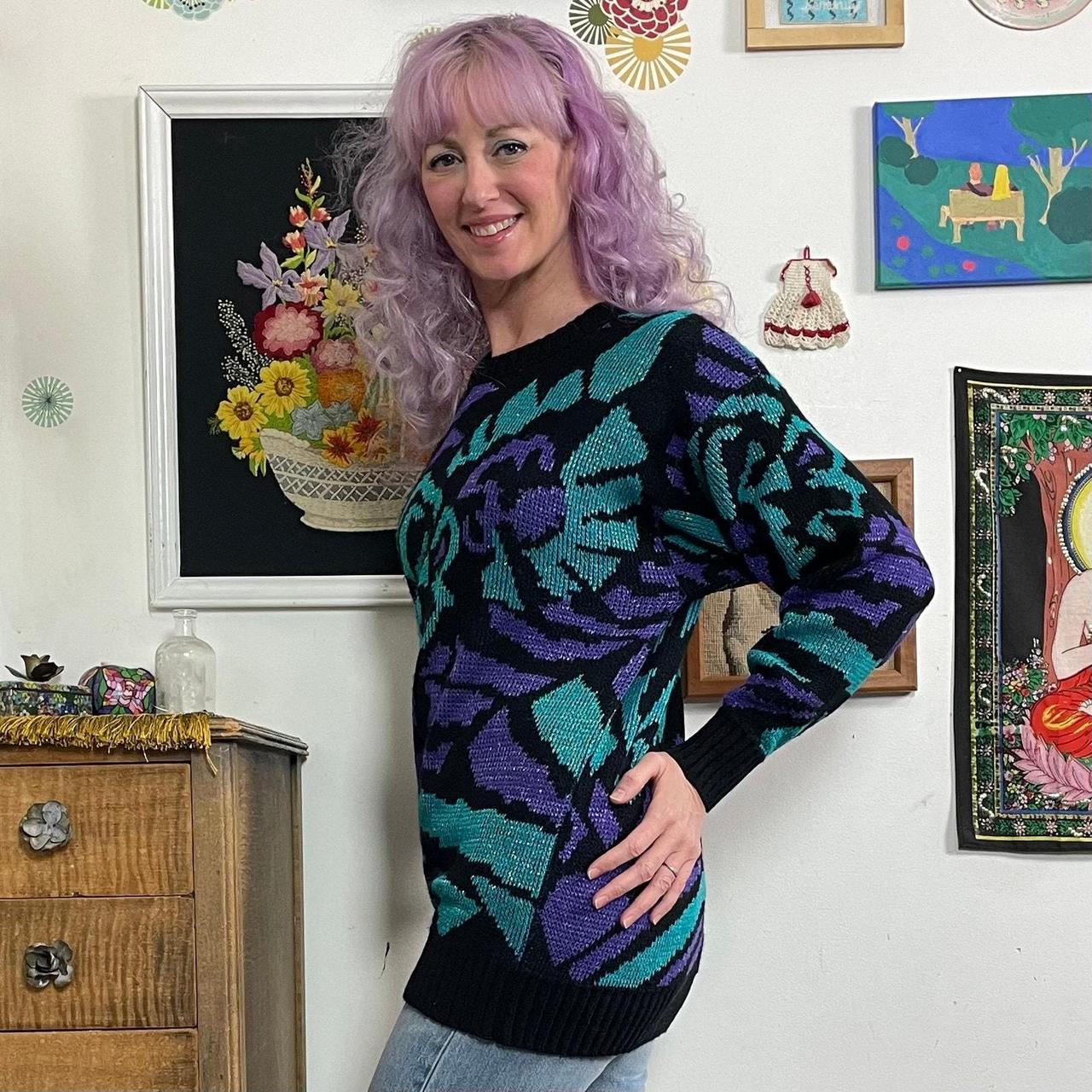 Vintage Women's Sweater - Blue/Purple - L – Vinta… - image 4