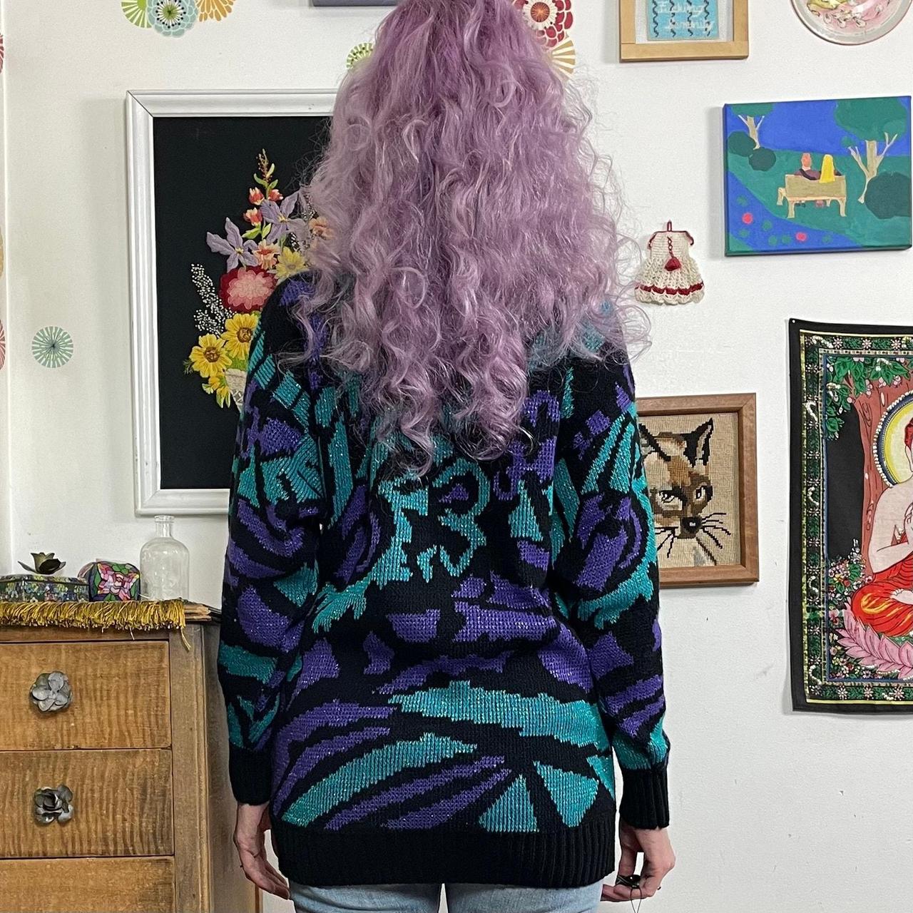 Vintage Women's Sweater - Blue/Purple - L – Vinta… - image 3