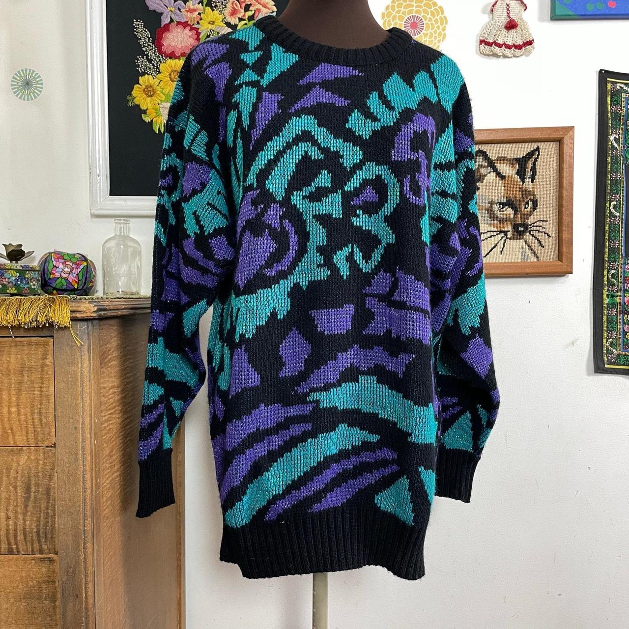 Vintage Women's Sweater - Blue/Purple - L – Vinta… - image 5