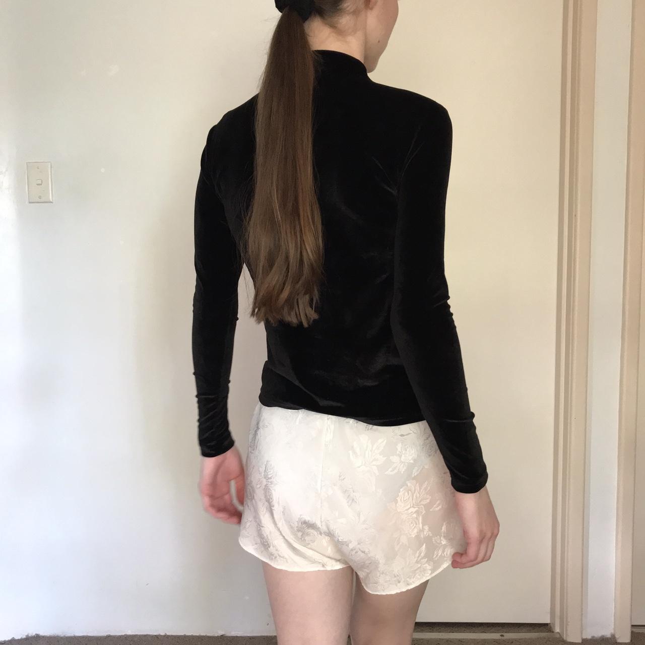 Black velvet/velour mock neck long sleeve 🖤 A... - Depop