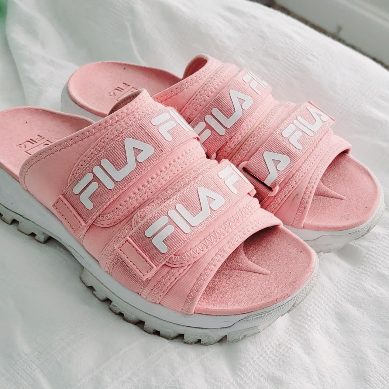 fila velcro pink outdoor slides