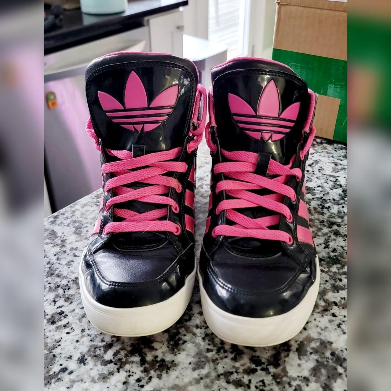 Adidas shoes high clearance tops pink and black