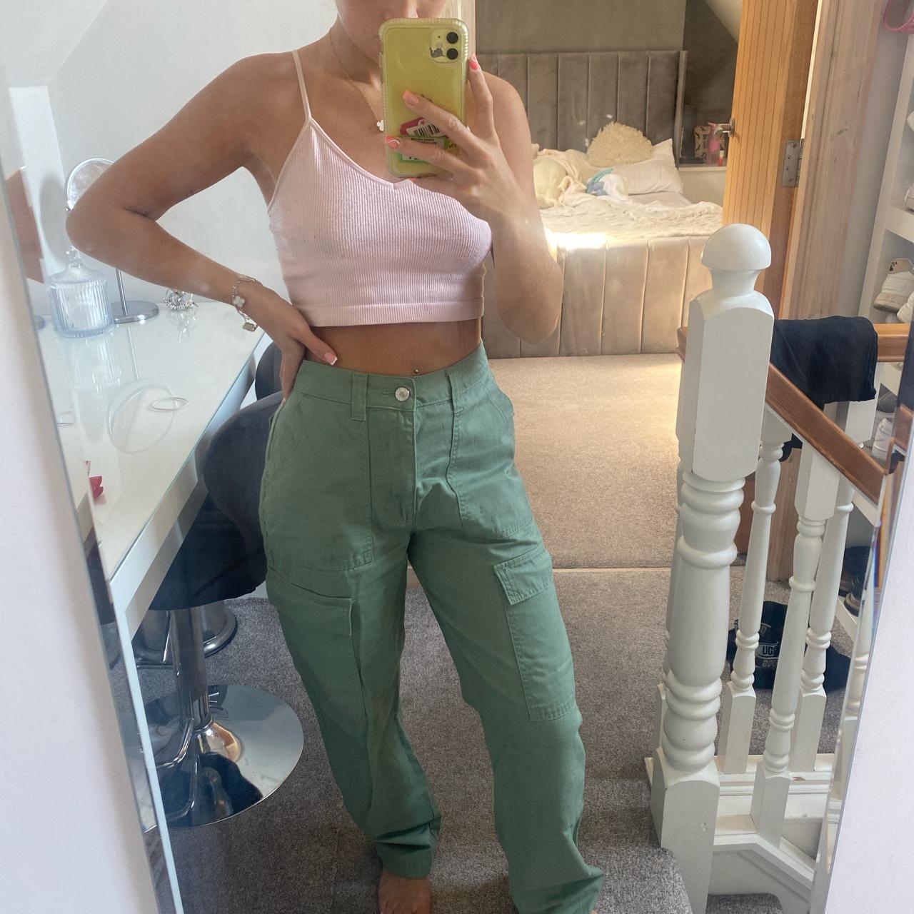 Primark Women's Green and Khaki Trousers Depop