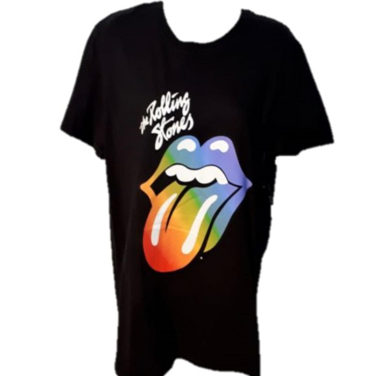 The Rolling Stones Rainbow Tongue Black T Shirt Size Depop 1560