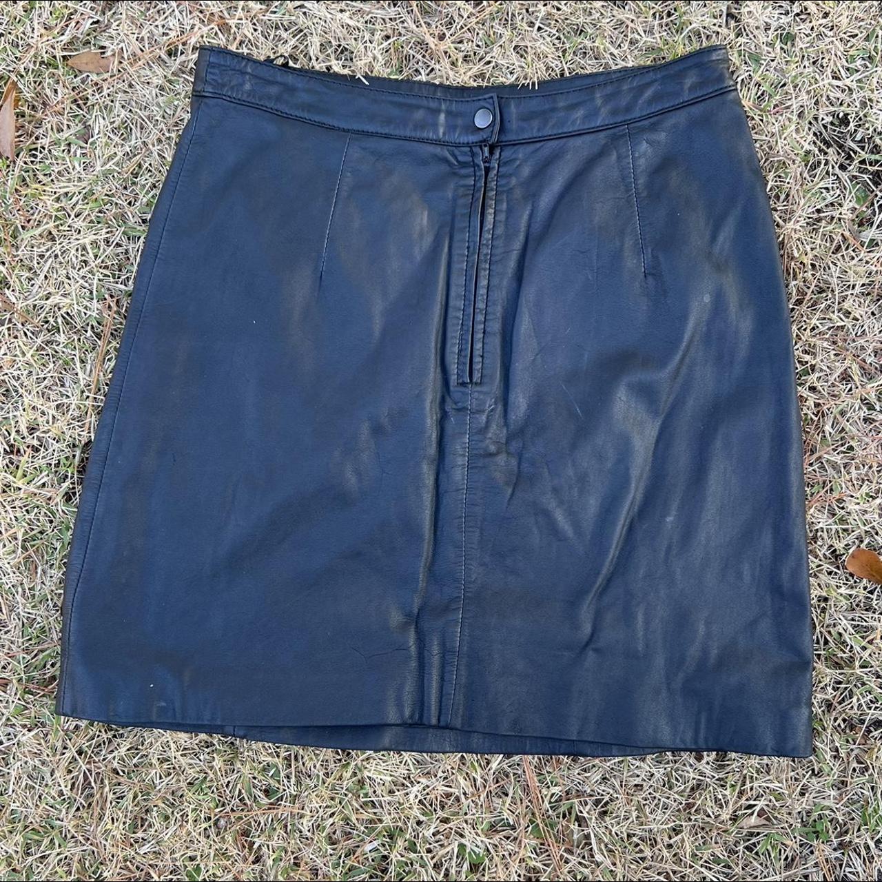 Vintage Leather Mini Skirt Bergman’s labeled size... - Depop