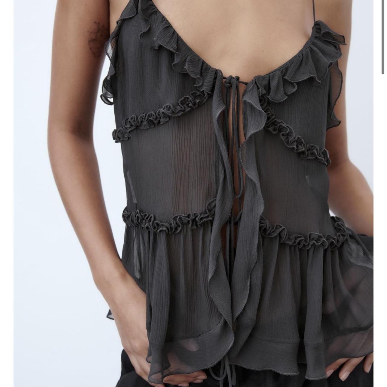 frill tattoo sheer tops gray FRILL TATTOO SHEER TOPS GRAY