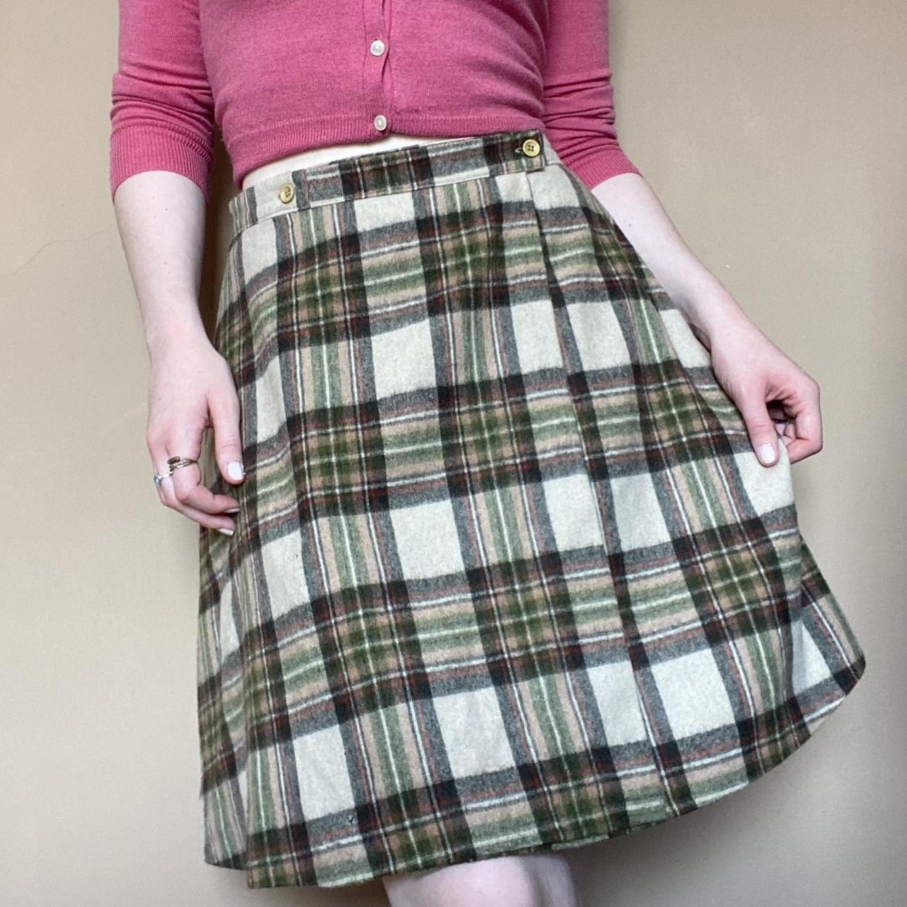 Checkered skirt knee length best sale