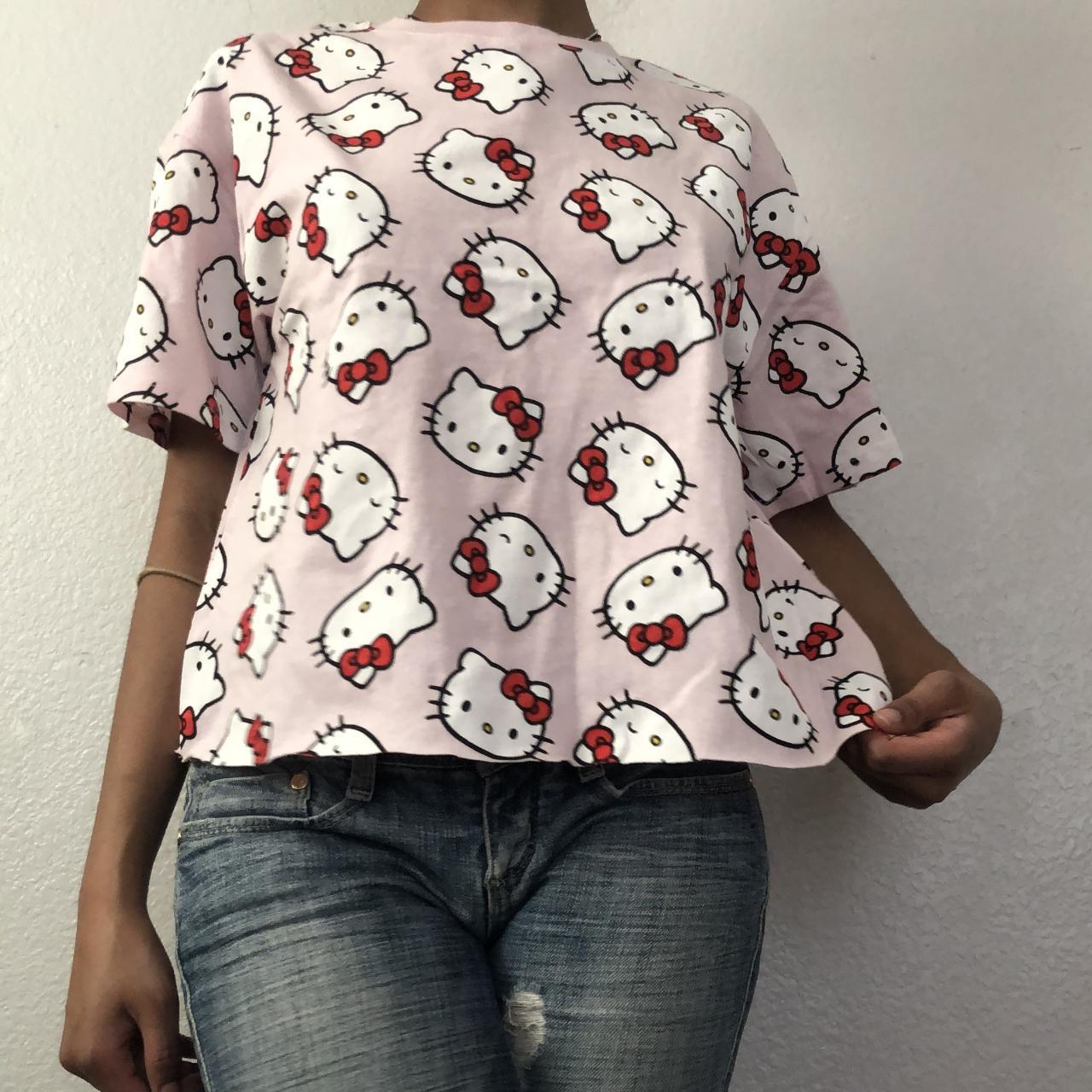 Baby Pink Hello Kitty Crop Tee Monogram Hello Kitty... - Depop