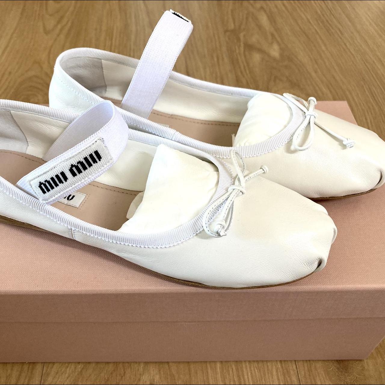 miu miu leather ballerinas with belts
