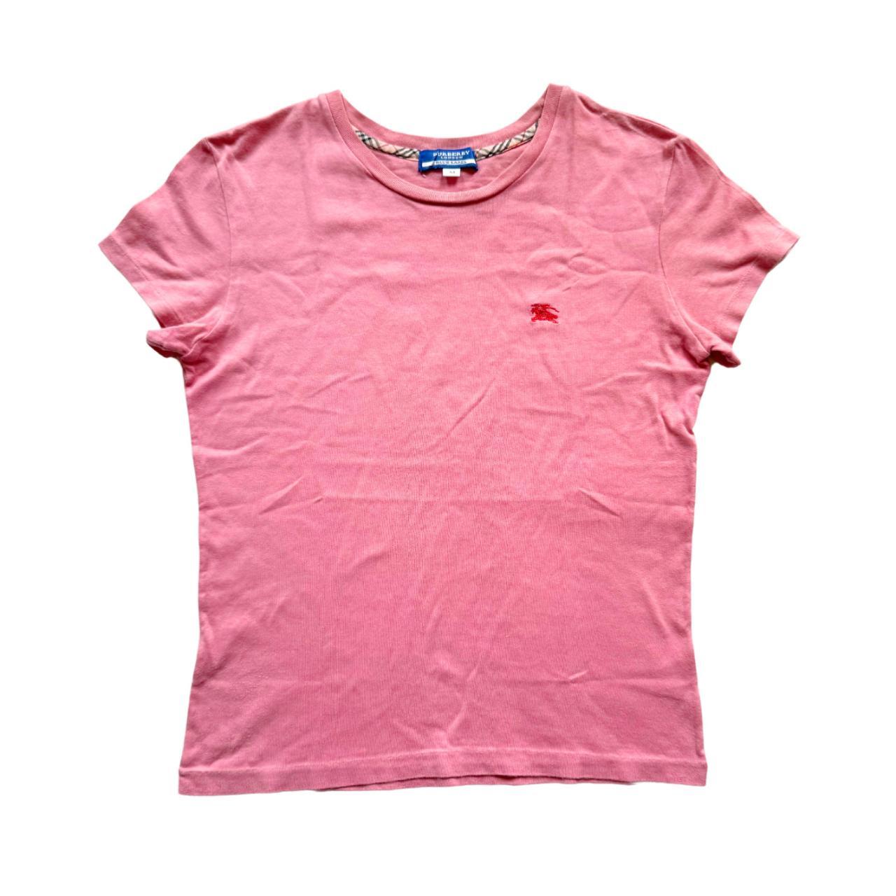Y2k Blue Tag Burberry Logo Pink T-Shirt ☆ Best Depop
