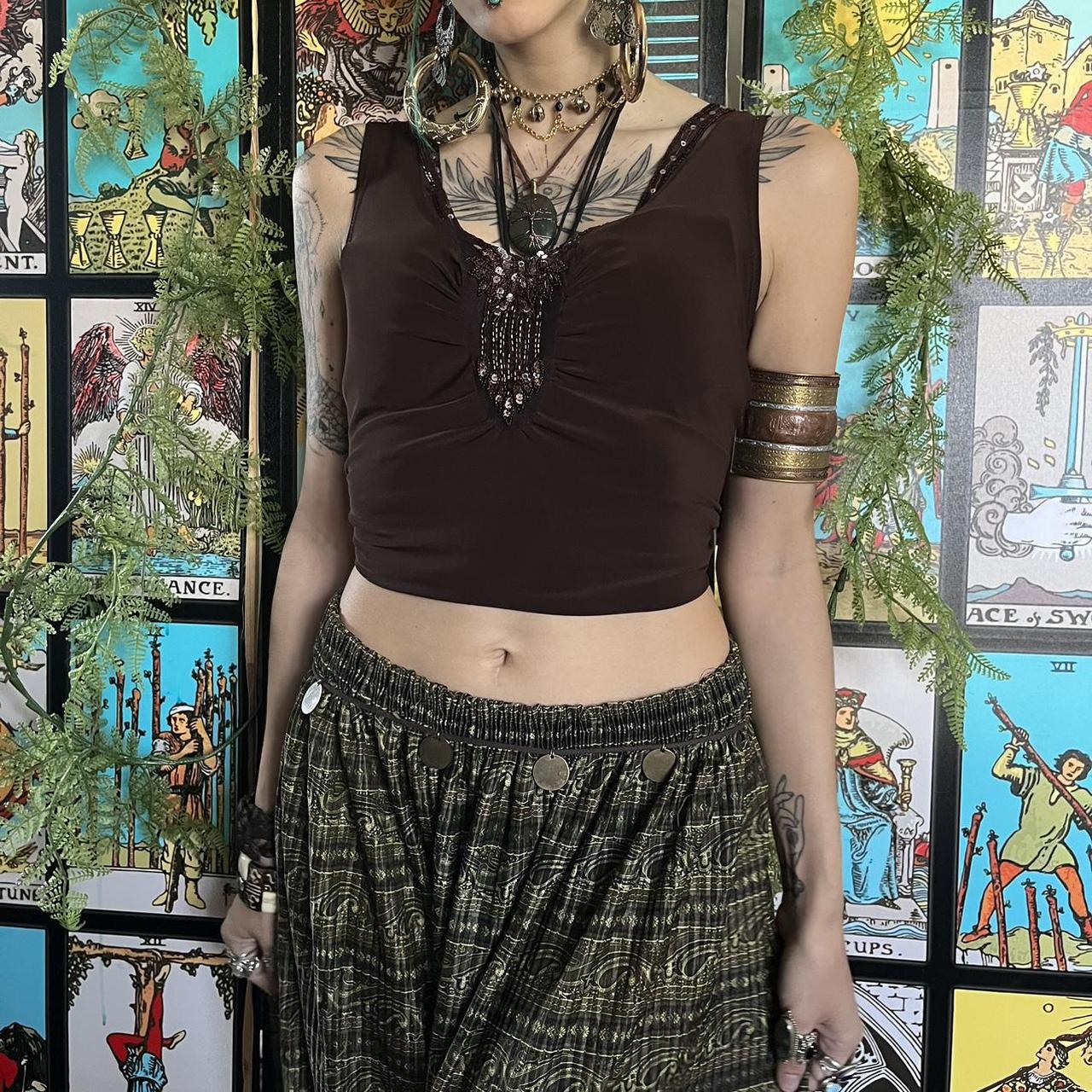 Vintage Earthy Fairy Grunge Beaded Tank Top Depop